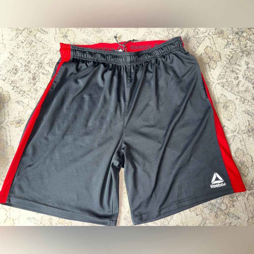 Reebok Men's Black and Red Athletic Shorts